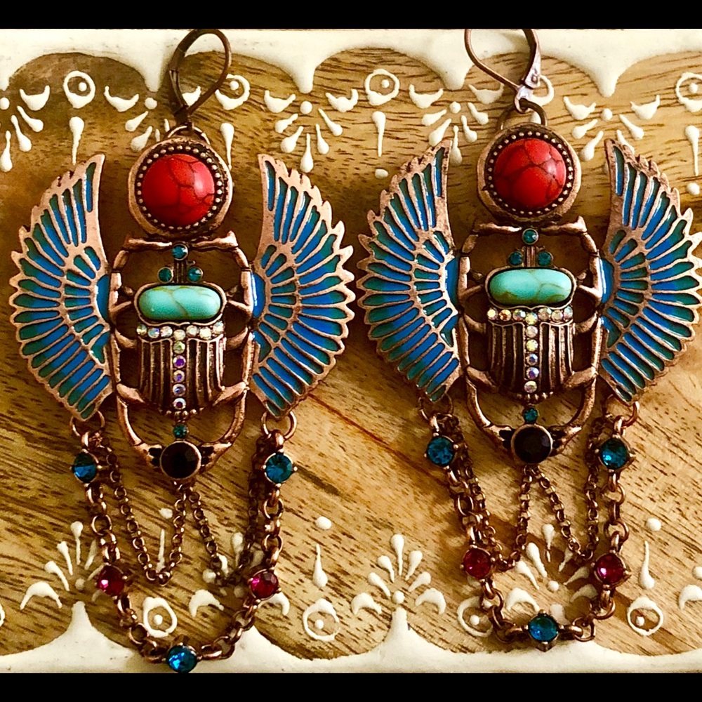 Egyptian Scarab Beetle Earrings ☥